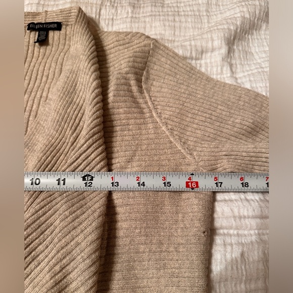 Eileen Fisher Draped Front Ribbed Wool Cardigan - Size XS - Picture 8 of 9
